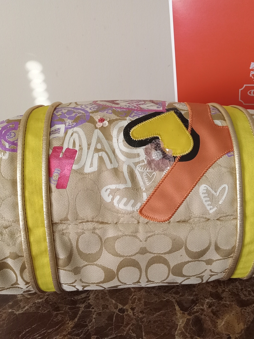 Coach Yellow/Gold Leather-Trim Tote Interior - Picture 6 of 15